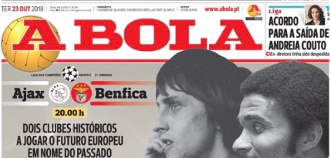 Foto: Hartverwarmende cover Portugese krant richting Ajax – Benfica: ‘Zij kijken mee’