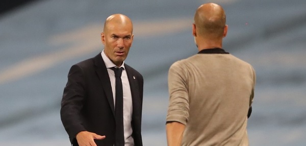 Foto: ? Guardiola en Zidane zorgen voor schitterend beeld na City-Real