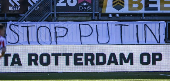 Foto: Bizar: ‘Stop Poetin-spandoek geweigerd bij Vitesse’