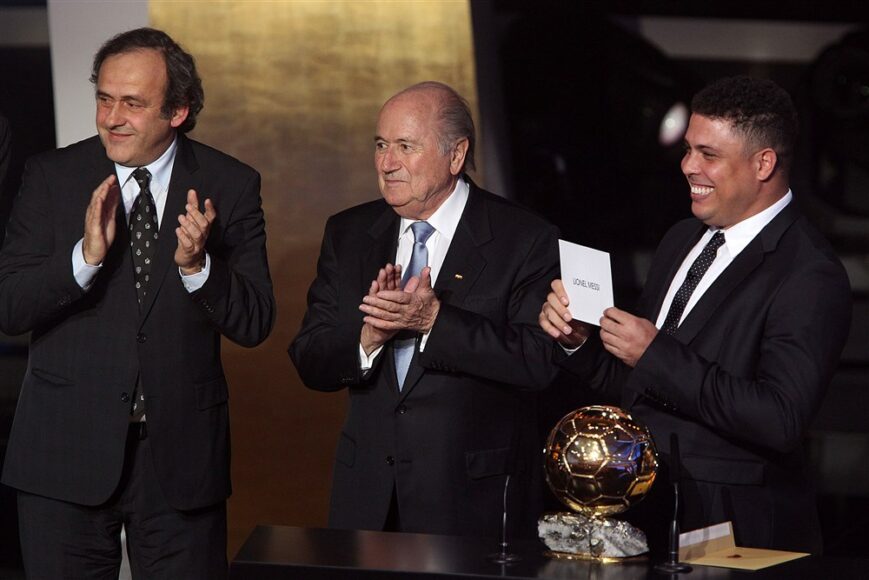 Michel Platini, Joseph Blatter en Ronaldo