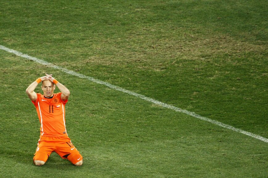 Arjen Robben na zijn gemiste kans in de WK-finale